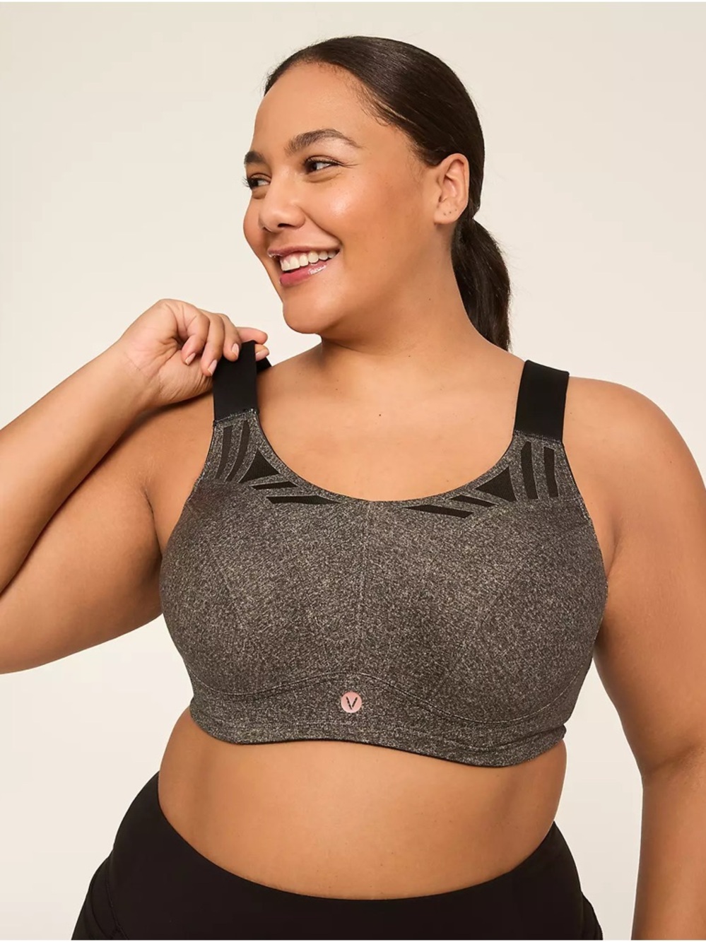 Lane Bryant Black High-Support Sports Bra with Mesh Accent